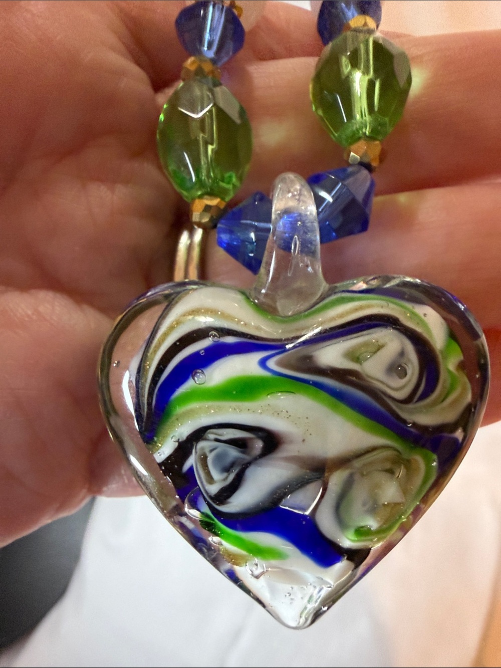 Handcrafted Murano Glass, White Jade and Crystal Necklace and Earring Set - Picture 7 of 7